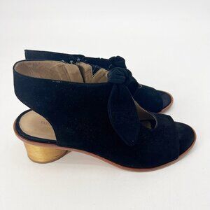 Bernardo Black Suede Luna Bootie Size 10 Open Toe Modern Minimalist